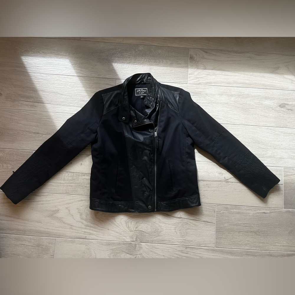Lucky brand moto Black Leather /cotton Jacket